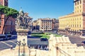 Statue of Movement or LÃ¢â¬â¢Azione on the Vittoriano and view on Piazza Venezia